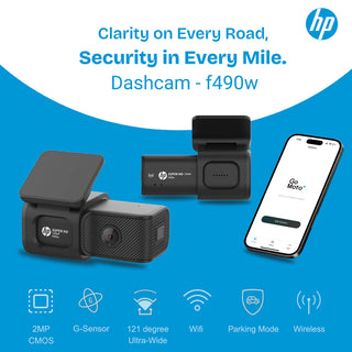 HP Dash Cam f490w <span>(SUPER HD 1296P RECORDING WI-FI, FRONT CAMERA)</span>