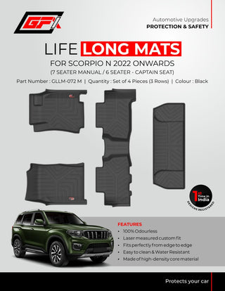 GFX SCORPIO N (MANUAL) 7 AND 6 SEATER LIFELONG MAT (Without trunk mat)