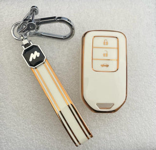 MOGATO KEY COVER WITH KEY CHAIN HONDA-3 WHITE