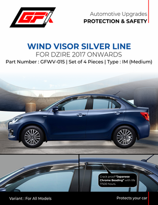 GFX DZIRE 2017 ONWARDS WIND VISOR SILVER LINE