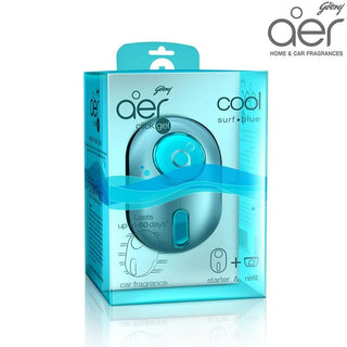 Godrej Aer Click, Car Vent Air Freshener Kit Cool Surf Blue 10g