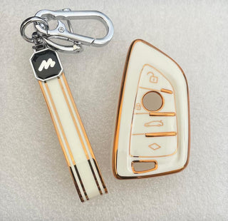 MOGATO KEY COVER WITH KEY CHAIN BMW-6 WHITE