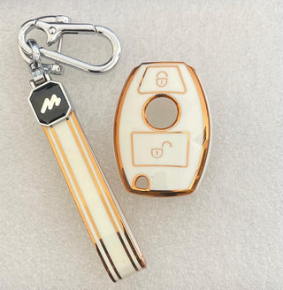 MOGATO KEY COVER WITH KEY CHAIN BENZ-3 WHITE