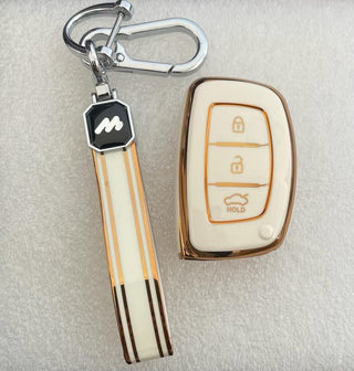 MOGATO KEY COVER WITH KEY CHAIN HYUNDAI-1 WHITE