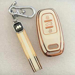 MOGATO KEY COVER WITH KEY CHAIN AUDI-1 WHITE