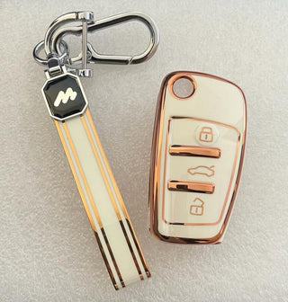 MOGATO KEY COVER WITH KEY CHAIN AUDI-4 WHITE