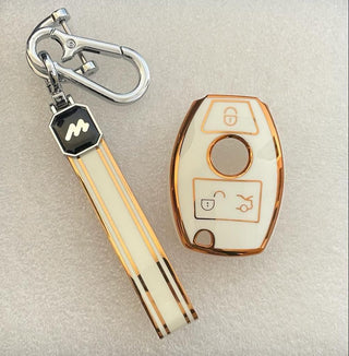 MOGATO KEY COVER WITH KEY CHAIN BENZ-2 WHITE