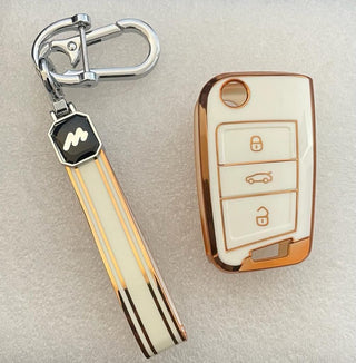 MOGATO KEY COVER WITH KEY CHAIN VW/SKODA 2 WHITE