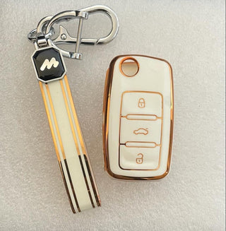 MOGATO KEY COVER WITH KEY CHAIN VW/SKODA 1 WHITE
