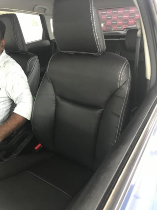 DOLPHIN SEAT COVER TATA ALTROZ-2 APPLE 01(12) (WITH ARMREST) BLACK WITH SILVER STICHING