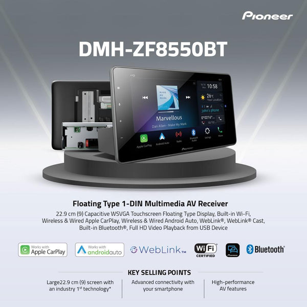 Pioneer DMH-ZF8550BT 11-Band EQ Car Multimedia Receiver with Dual Bluetooth