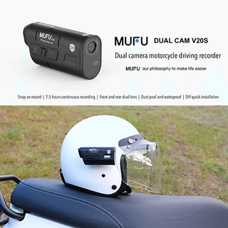 MUFU V20S : FULL HD Helmet Mounted, Compact, Dual-lens Motorcycle Driving Recorder (Motorcycle Camera)