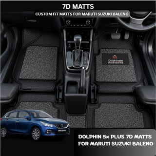Dolphin Accessories 5x Plus Mats (7D) For Maruti Suzuki Baleno 2015 Onwards — Automotive Floor Matts For Maximum Coverage