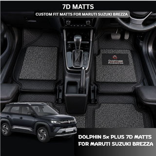 Dolphin Accessories 5x Plus Mats (7D) For Maruti Suzuki Brezza 2022 Onwards — Automotive Floor Matts For Maximum Coverage