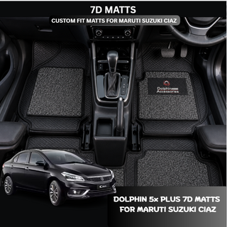 Dolphin Accessories 5x Plus Mats (7D) For Maruti Suzuki Ciaz 2018 Onwards — Automotive Floor Matts For Maximum Coverage