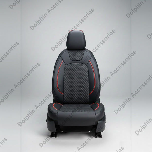 Dolphin Seat Cover Hmt Black Seat Cover With Red Piping And Threading