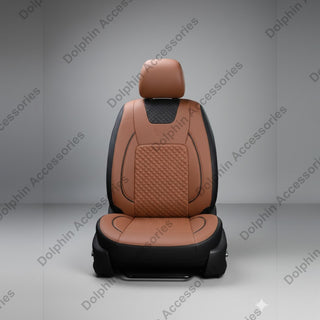 Dolphin Seat Cover Hmt Tan / Chocolate Brown Seat Cover With Black Piping