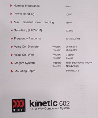 MOREL KINETIC 602HE 6.5" SPK  (350168-500) COMP