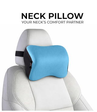M-Tek Memory Foam Cooling Gel Neck Pillow for Car (Blue)v