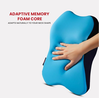 M-Tek Memory Foam Neck Pillow Car Seat & Office Chair Ergonomic Cervical Support Cushion (Blue)
