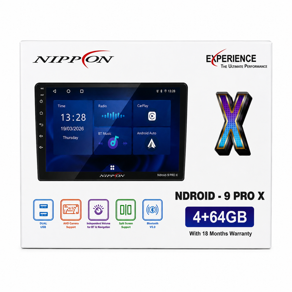 Nippon Ndroid-9 Pro X Android Car Player 4+64GB with Apple CarPlay & Android Auto