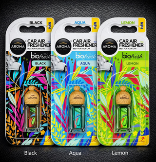 Aroma Biofresh Hanging Bottles Lemon, Aqua & Black Pack Of 3