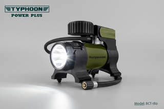 Bergmann Typhoon Power Plus 180W Heavy Duty Metal Car Tyre Inflator with LED Light