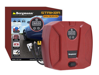 Bergmann Striker Digital Tyre Inflator 12V - Portable Car Air Compressor with Auto Shut-Off