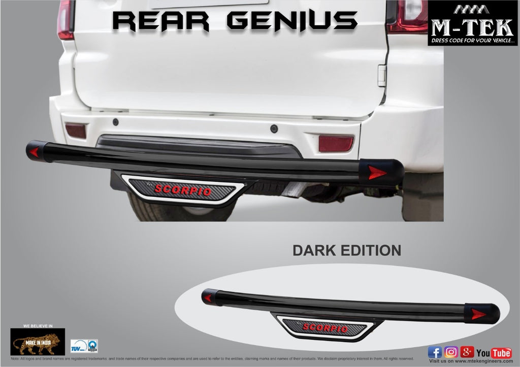 M-TEK Mahindra Scorpio-V4 Genius Dark Edition Rear Protector Frame With ...