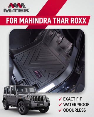 M-tek TPE Luxurious Life Long Mat for Mahindra Thar Roxx 2024 | Waterproof & Anti-Skid Car Floor Mats