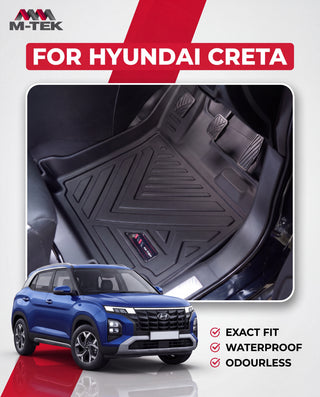 M-tek TPE Luxurious Life Long Mat for Hyundai Creta 2024 | Waterproof & Anti-Skid Car Floor Mats