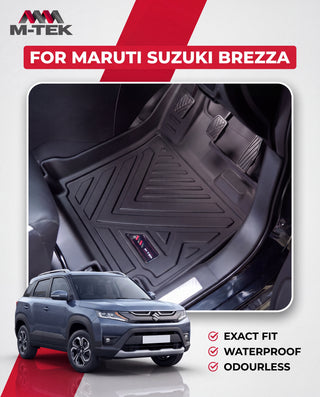 M-tek TPE Luxurious Life Long Mat for Maruti Suzuki Brezza 2022 | Waterproof & Anti-Skid Car Floor Mats