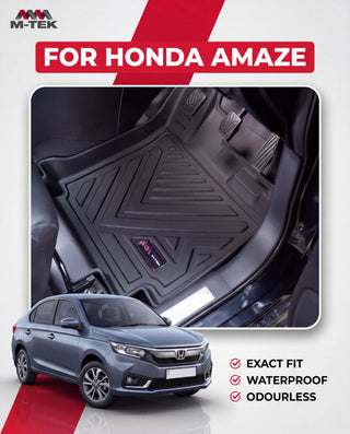 M-tek TPE Luxurious Life Long Mat for Honda Amaze | Waterproof & Anti-Skid Car Floor Mats