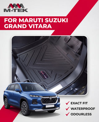 M-tek TPE Luxurious Life Long Mat for Maruti Suzuki Grand Vitara 2022 | Waterproof & Anti-Skid Car Floor Mats