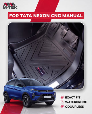 M-tek TPE Luxurious Life Long Mat for Tata Nexon 2024 CNG MT | Waterproof & Anti-Skid Car Floor Mats