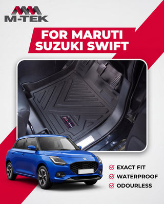 M-tek TPE Luxurious Life Long Mat for Maruti Suzuki Swift 2024 | Waterproof & Anti-Skid Car Floor Mats