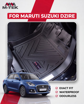 M-tek TPE Luxurious Life Long Mat for Maruti Suzuki Dzire 2024 | Waterproof & Anti-Skid Car Floor Mats