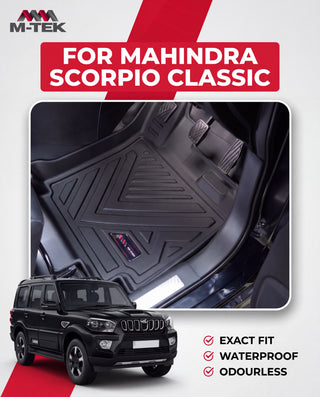 M-tek TPE Luxurious Life Long Mat for Mahindra Scorpio Classic | Waterproof & Anti-Skid Car Floor Mats