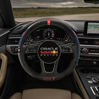 Oracle Red Bull Racing Steering Wheel Cover – Official Licensed, Max Verstappen, Fits Most Wheels,  Black/Red