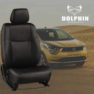 DOLPHIN SEAT COVER  ALTROZ-1 APPLE 01(12) WITHOUT ARMREST (BLACK WITH SILVER STICHING)