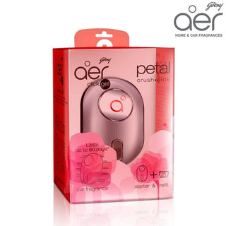 Godrej Aer Click, Car Vent Air Freshener Kit Petal Crush Pink 10g