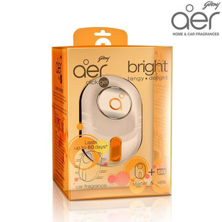 Godrej Aer Click, Car Vent Air Freshener Kit Bright Tangy Delight 10g